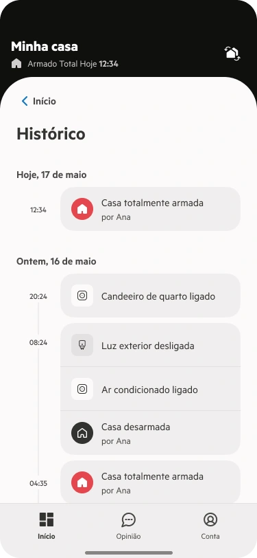 Reveja o registo do histórico de ocorrências.