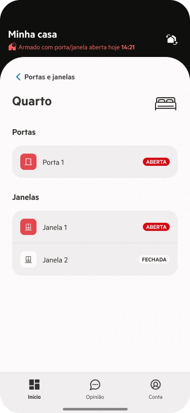 Receba uma notificação quando as portas e as janelas estiverem abertas.