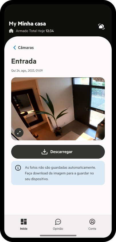Tire fotografias dos eventos e veja o que acontece na sua casa em tempo real.